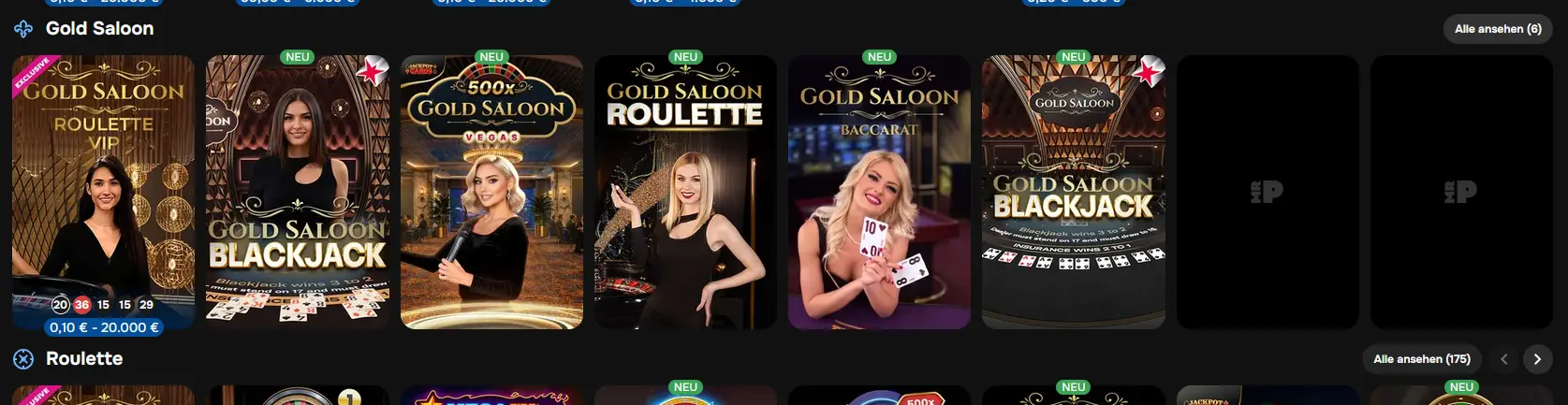 Gold Saloon Themenspiel im MrPunter Live-Casino