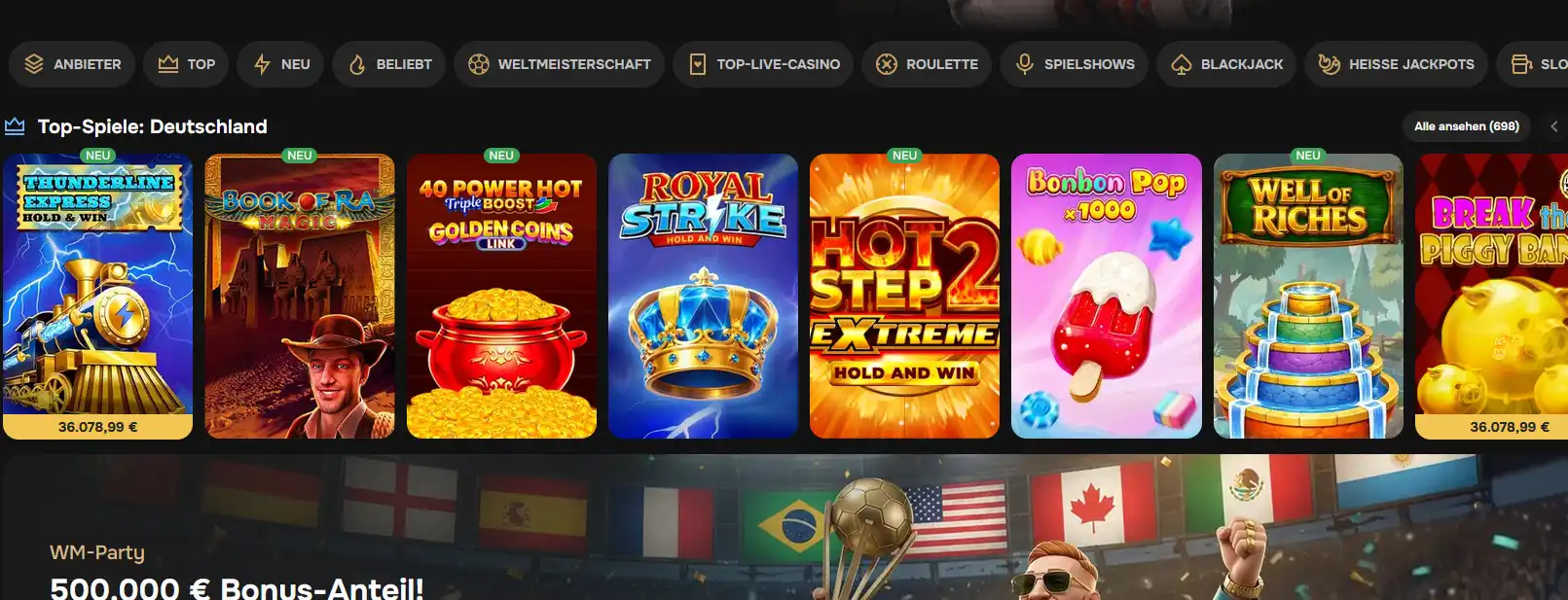 Auswahl beliebter Spielautomaten bei MrPunter